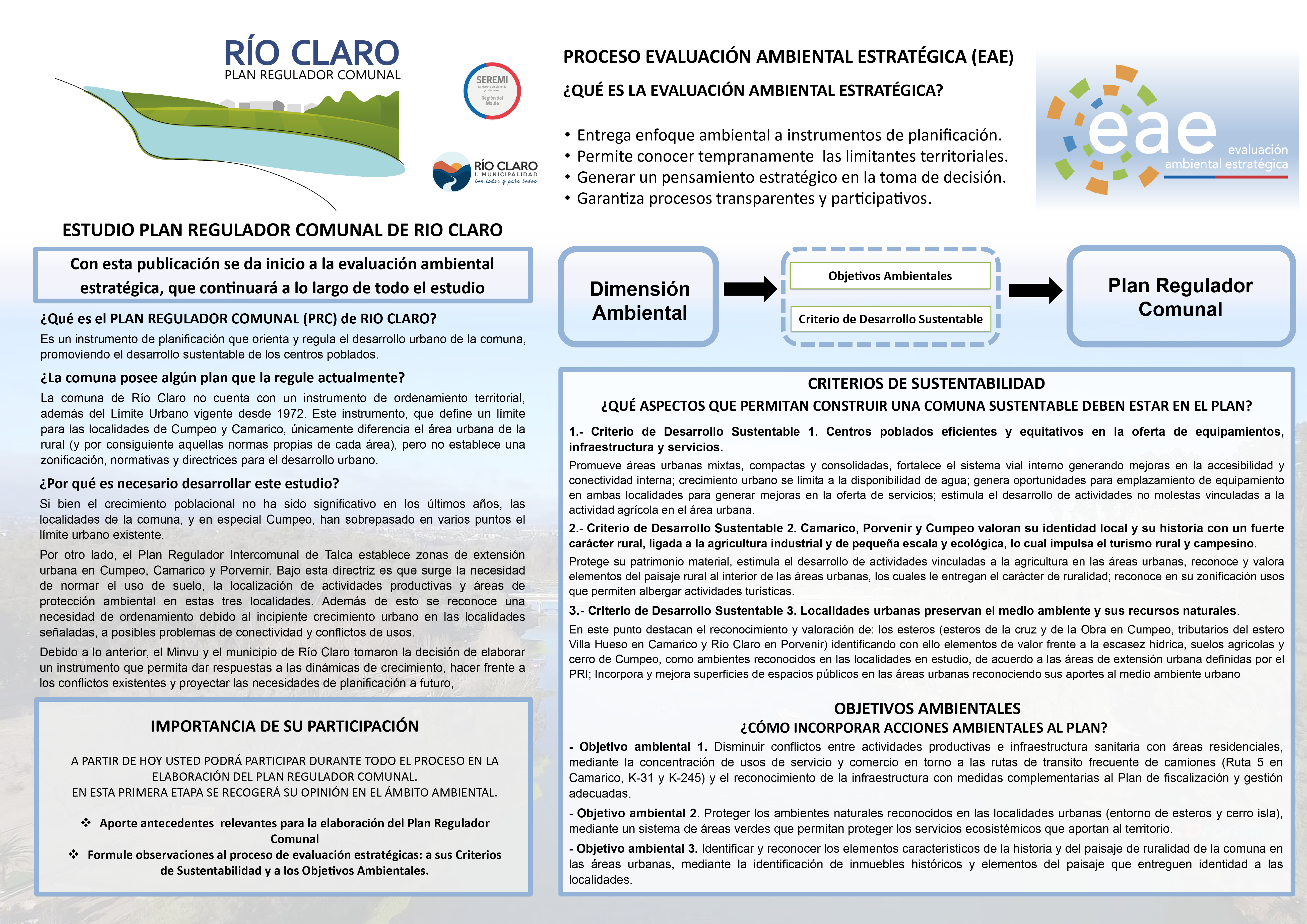 Afiche explicativo para encuesta EAE Río Claro